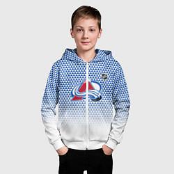 Толстовка на молнии детская Колорадо Эвеланш - геометрический градиент, цвет: 3D-белый — фото 2