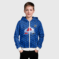 Толстовка на молнии детская Колорадо Эвеланш - синие соты, цвет: 3D-белый — фото 2