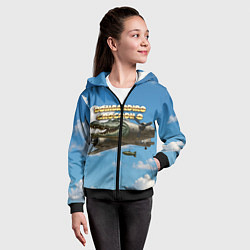 Толстовка на молнии детская Bombardino Crocodillo мем, цвет: 3D-черный — фото 2