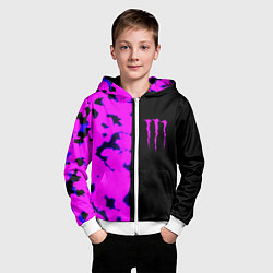 Толстовка на молнии детская Monster energy neon camo, цвет: 3D-белый — фото 2