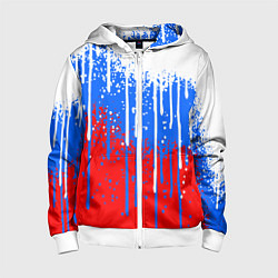 Толстовка на молнии детская Патриот - флаг, цвет: 3D-белый