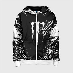Толстовка на молнии детская Monster energy white splash, цвет: 3D-белый