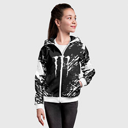 Толстовка на молнии детская Monster energy white splash, цвет: 3D-белый — фото 2