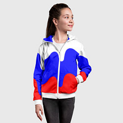 Толстовка на молнии детская Патриот - флаг, цвет: 3D-белый — фото 2
