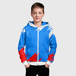 Толстовка на молнии детская Патриот Россия - флаг, цвет: 3D-белый — фото 2