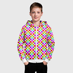Толстовка на молнии детская Разноцветный горох на белом, цвет: 3D-белый — фото 2