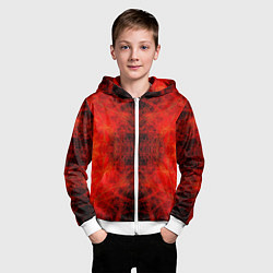 Толстовка на молнии детская Красно-черная кожа дракона, цвет: 3D-белый — фото 2