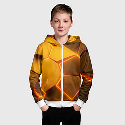Толстовка на молнии детская Желтые неоновые соты - текстура, цвет: 3D-белый — фото 2