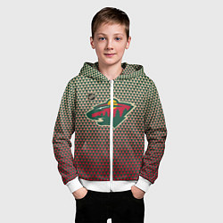 Толстовка на молнии детская Миннесота Уайлд - геометрический градиент, цвет: 3D-белый — фото 2