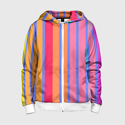 Детская толстовка на молнии Теплые цветные полосы