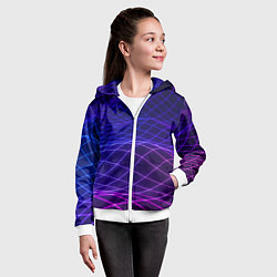 Толстовка на молнии детская Абстрактные волны из сот, цвет: 3D-белый — фото 2