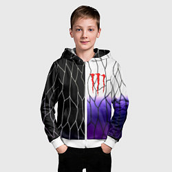 Толстовка на молнии детская Monster energy steel, цвет: 3D-белый — фото 2
