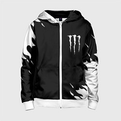 Детская толстовка на молнии Monster energy fire white