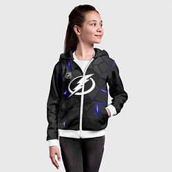 Толстовка на молнии детская Тампа Бэй Лайтнинг - плиты, цвет: 3D-белый — фото 2