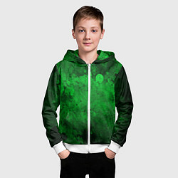 Толстовка на молнии детская Абстракция - green acid stains, цвет: 3D-белый — фото 2
