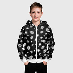 Толстовка на молнии детская Текстура черной гавайской рубашки, цвет: 3D-белый — фото 2