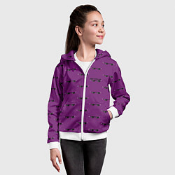Толстовка на молнии детская Вот Это Да Фиолетовый паттерн очки, цвет: 3D-белый — фото 2