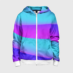 Толстовка на молнии детская Неоновый прилив, цвет: 3D-белый