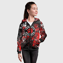 Толстовка на молнии детская Торонто Рэпторс - цветовой хаос, цвет: 3D-черный — фото 2