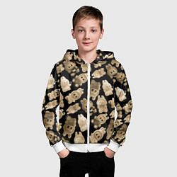Толстовка на молнии детская Лабубы на черном паттерн, цвет: 3D-белый — фото 2