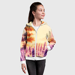 Толстовка на молнии детская Поле цветочное, цвет: 3D-белый — фото 2