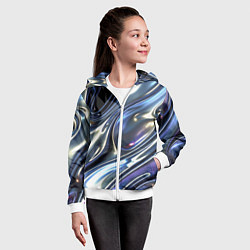 Толстовка на молнии детская Серебро жидкий металл, цвет: 3D-белый — фото 2