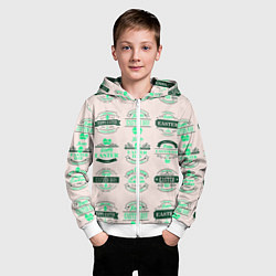 Толстовка на молнии детская Easter turquoise, цвет: 3D-белый — фото 2