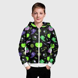 Толстовка на молнии детская Halloween black pumpkin pattern, цвет: 3D-белый — фото 2