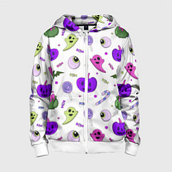 Детская толстовка на молнии Halloween purple pumpkin pattern