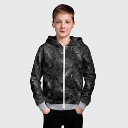 Толстовка на молнии детская Palm black and white, цвет: 3D-меланж — фото 2