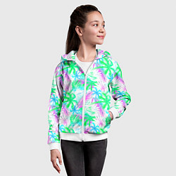 Толстовка на молнии детская Palm green light blue, цвет: 3D-белый — фото 2