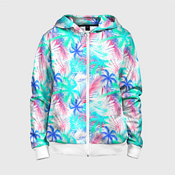Толстовка на молнии детская Palm blue light blue, цвет: 3D-белый