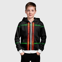 Толстовка на молнии детская Color black green red lines, цвет: 3D-белый — фото 2
