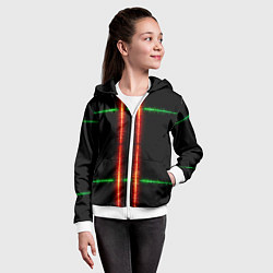 Толстовка на молнии детская Color black green red lines, цвет: 3D-белый — фото 2