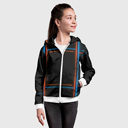 Толстовка на молнии детская Neon black red blue, цвет: 3D-белый — фото 2