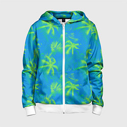 Детская толстовка на молнии Palm light green light blue