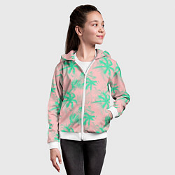 Толстовка на молнии детская Palm turquoise pink, цвет: 3D-белый — фото 2