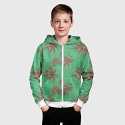 Толстовка на молнии детская Palm brown turquoise, цвет: 3D-белый — фото 2
