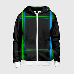 Толстовка на молнии детская Neon green light blue, цвет: 3D-белый