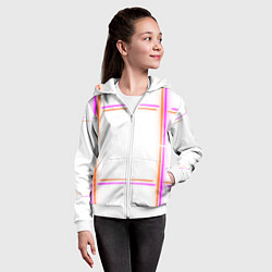Толстовка на молнии детская Neon white orange pink, цвет: 3D-белый — фото 2