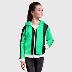 Толстовка на молнии детская Color turquoise black line, цвет: 3D-белый — фото 2