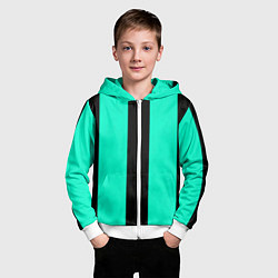 Толстовка на молнии детская Color light blue white line, цвет: 3D-белый — фото 2