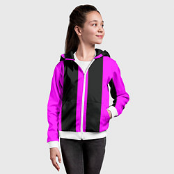 Толстовка на молнии детская Color black pink lines, цвет: 3D-белый — фото 2