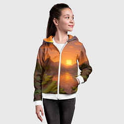 Толстовка на молнии детская Закат - Minecraft, цвет: 3D-белый — фото 2