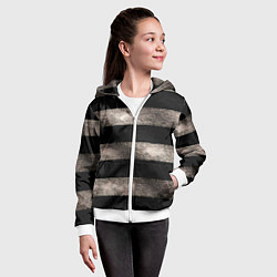 Толстовка на молнии детская Черно-белая тельняшка текстура, цвет: 3D-белый — фото 2