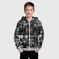 Толстовка на молнии детская Twenty one pilots rock logo, цвет: 3D-меланж — фото 2