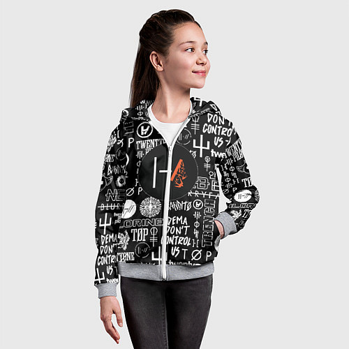 Детская толстовка на молнии Twenty one pilots rock logo / 3D-Меланж – фото 4