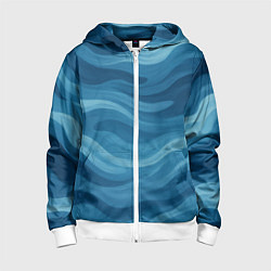 Толстовка на молнии детская Камуфляжные синие волны, цвет: 3D-белый