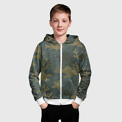 Толстовка на молнии детская Подводный камуфляж из рыб, цвет: 3D-белый — фото 2