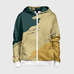 Детская толстовка на молнии Желто-зеленые абстрактные полосы